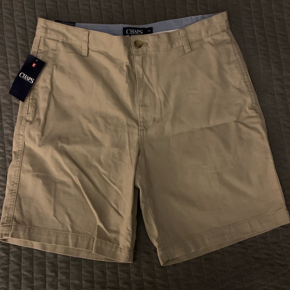 Chaps Men's Khaki Flat Front Shorts